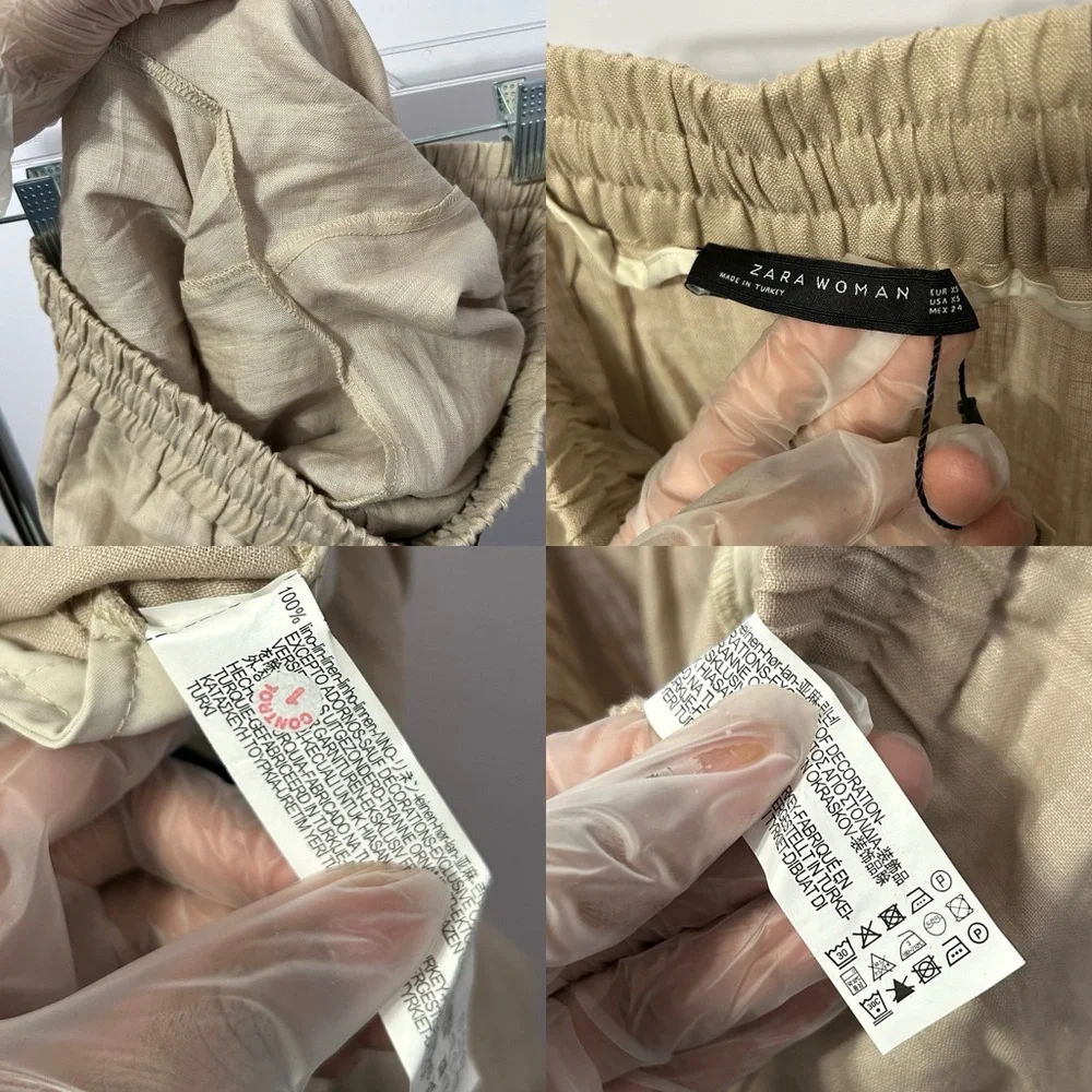 NWT Zara Woman 100% Linen Boho Lagenlook Wide Leg Trousers Size XS - “Karol”
